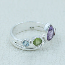 Natural Peridot Amethyst Garnet Blue Topaz and Citrine Multi Stone Ring