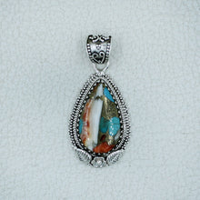 Turquoise Spiny Oyster Silver Pendant