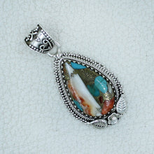 Turquoise Spiny Oyster Silver Pendant