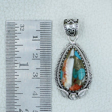 Turquoise Spiny Oyster Silver Pendant