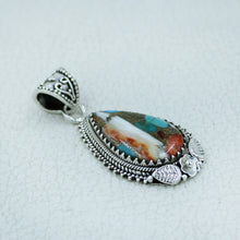 Turquoise Spiny Oyster Silver Pendant