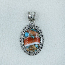 Spiny Oyster Turquoise Silver Pendant