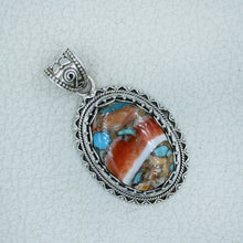 Spiny Oyster Turquoise Silver Pendant