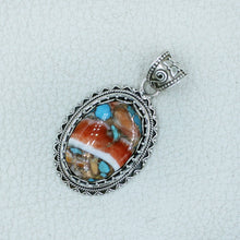 Spiny Oyster Turquoise Silver Pendant