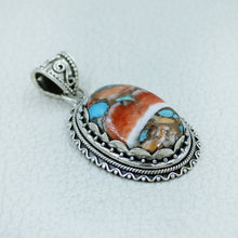 Spiny Oyster Turquoise Silver Pendant