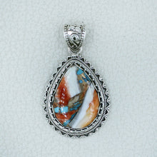 925 Silver Spiny Oyster Turquoise Pendant