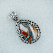 925 Silver Spiny Oyster Turquoise Pendant