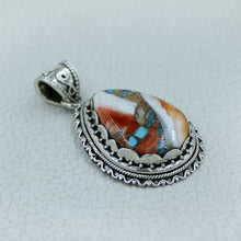 925 Silver Spiny Oyster Turquoise Pendant
