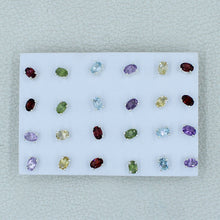 Garnet, Peridot, Citrine, Amethyst and Blue Topaz Studs Earrings