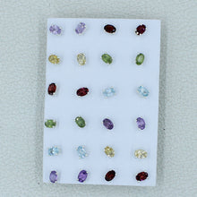 Garnet, Peridot, Citrine, Amethyst and Blue Topaz Studs Earrings
