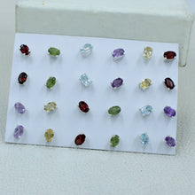 Garnet, Peridot, Citrine, Amethyst and Blue Topaz Studs Earrings
