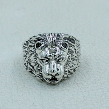 Oxidized Sterling Silver Lion Ring for Men