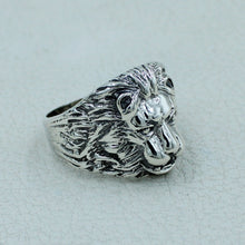 Oxidized Sterling Silver Lion Ring for Men