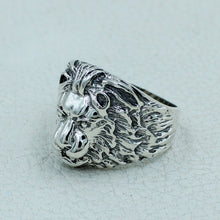 Oxidized Sterling Silver Lion Ring for Men