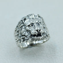 Oxidized Sterling Silver Lion Ring for Men