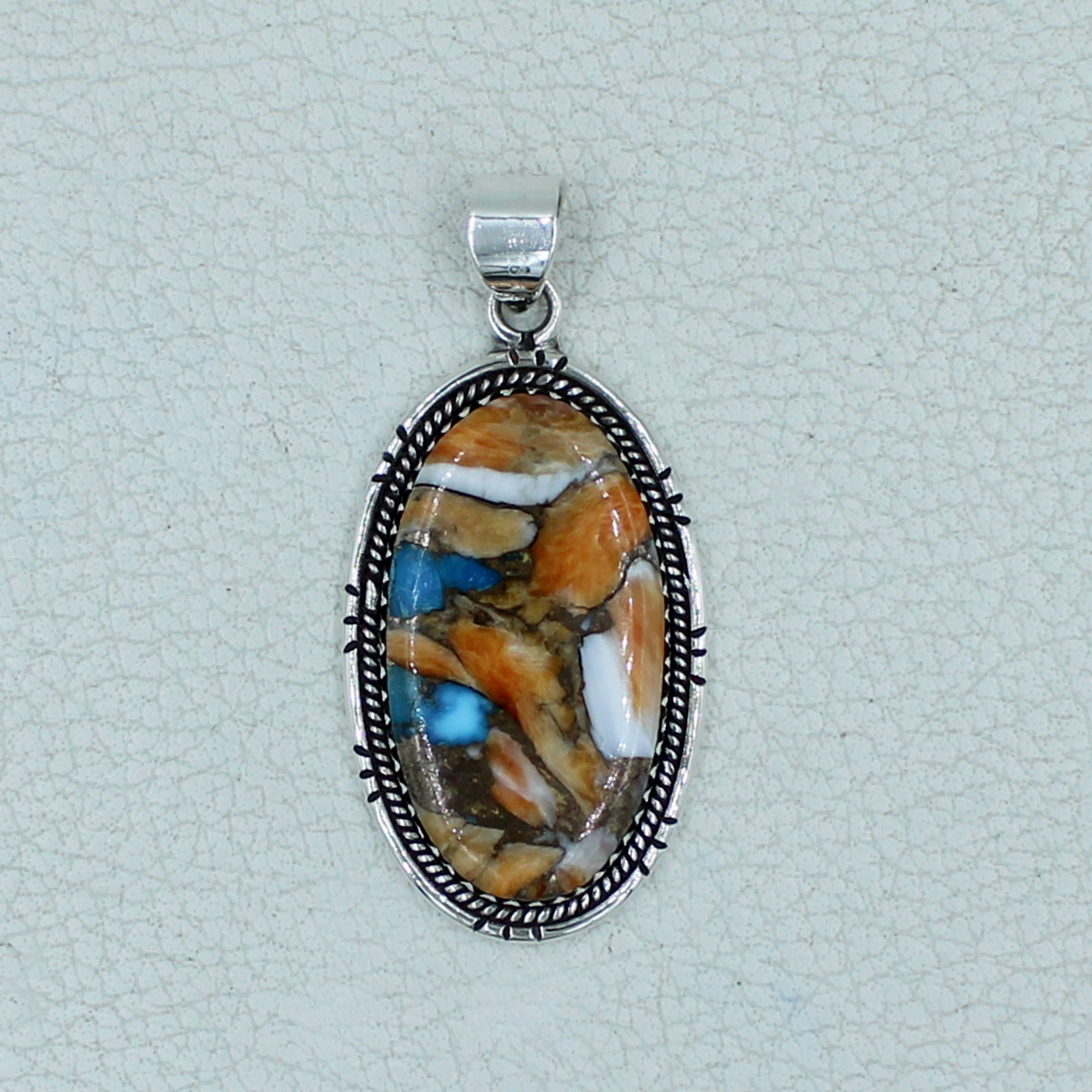 Spiny Oyster Turquoise Sterling Silver Pendant