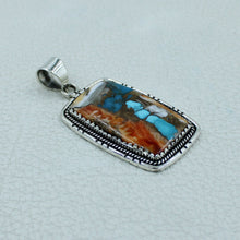 925 Silver Spiny Oyster Turquoise Pendant