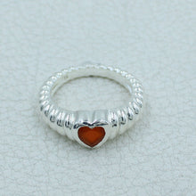 925 Sterling Silver Heart-Shaped Carnelian Gemstone Ring