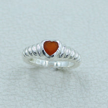 925 Sterling Silver Heart-Shaped Carnelian Gemstone Ring