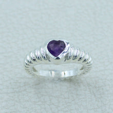925 Silver Heart-Shaped Amethyst Gemstone Ring