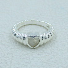 925 Silver Heart-Shaped Moonstone Gemstone Ring