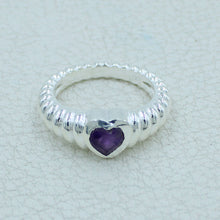 925 Silver Heart-Shaped Amethyst Gemstone Ring