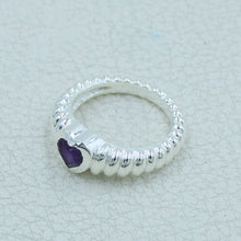925 Silver Heart-Shaped Amethyst Gemstone Ring