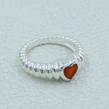 925 Sterling Silver Heart-Shaped Carnelian Gemstone Ring