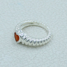 925 Sterling Silver Heart-Shaped Carnelian Gemstone Ring