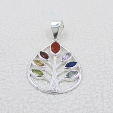 Tree of Life Sterling Silver Multi Stone Pendant