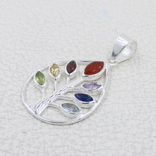 Tree of Life Sterling Silver Multi Stone Pendant