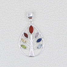 Tree of Life Sterling Silver Multi Stone Pendant