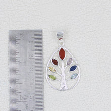Tree of Life Sterling Silver Multi Stone Pendant