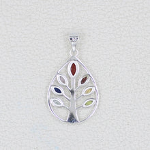 Tree of Life Sterling Silver Multi Stone Pendant