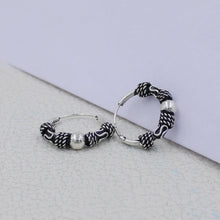 Tribal Style Silver Hoop Earring