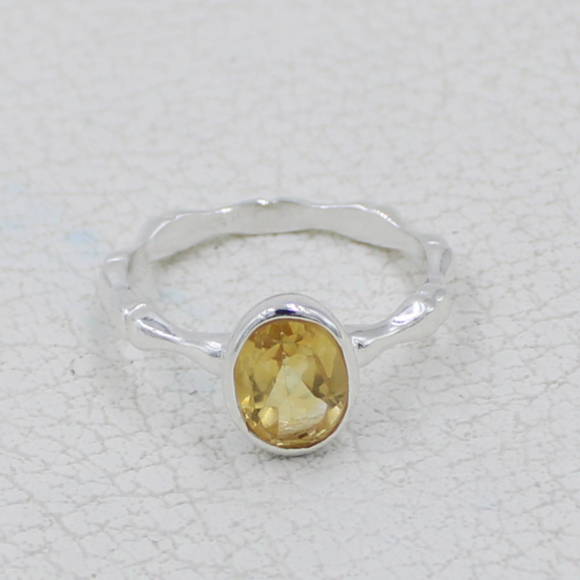 Natural Citrine Silver Ring