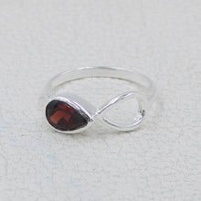 Natural Red Garnet Sterling Silver Ring