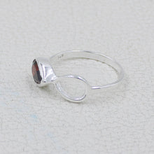 Natural Red Garnet Sterling Silver Ring