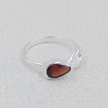 Natural Red Garnet Sterling Silver Ring