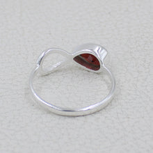 Natural Red Garnet Sterling Silver Ring
