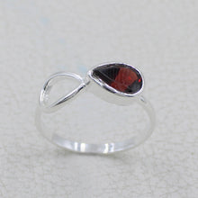 Natural Red Garnet Sterling Silver Ring