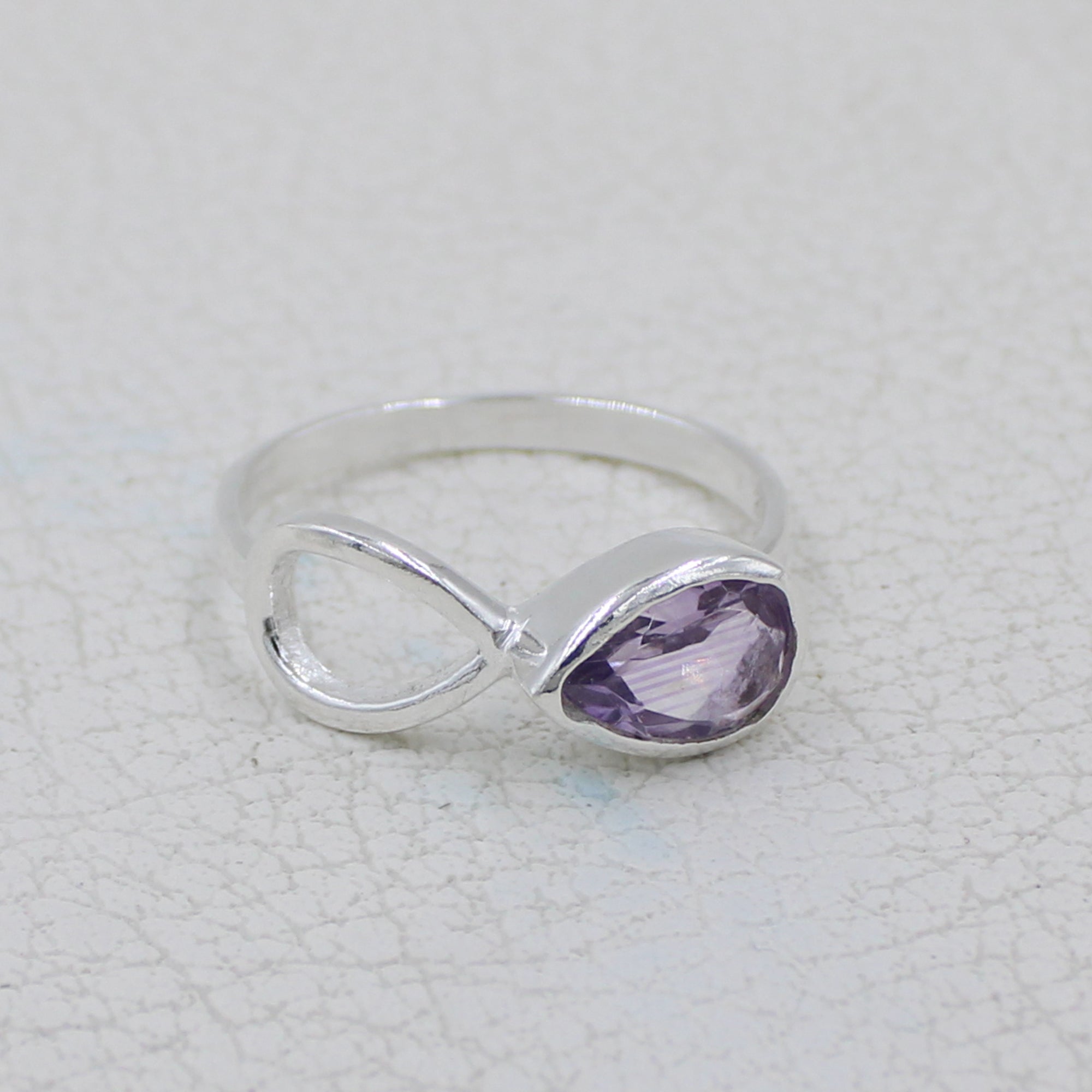 Pear Shape Amethyst Sterling Silver Ring