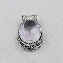 Natural Rose Quartz Silver Pendant