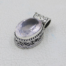 Natural Rose Quartz Silver Pendant