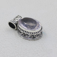 Natural Rose Quartz Silver Pendant