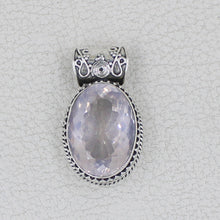 Natural Rose Quartz Silver Pendant