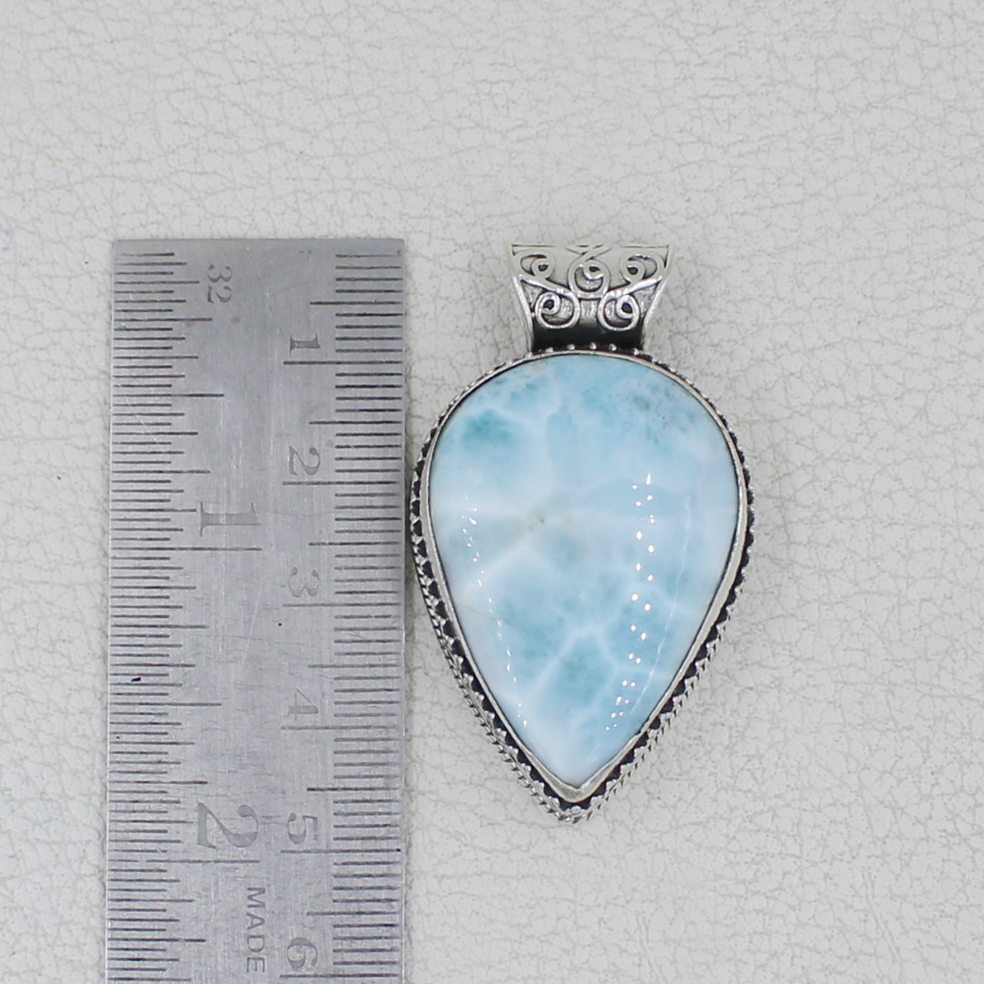 Pear Shape Larimar Sterling Silver Pendant