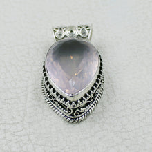 Deep Pink Rose Quartz Pendant - Sterling Sliver Rose Quartz