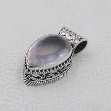 Deep Pink Rose Quartz Pendant - Sterling Sliver Rose Quartz