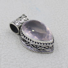 Deep Pink Rose Quartz Pendant - Sterling Sliver Rose Quartz